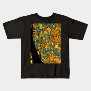 Liverpool Map Pattern in Orange & Teal Kids T-Shirt